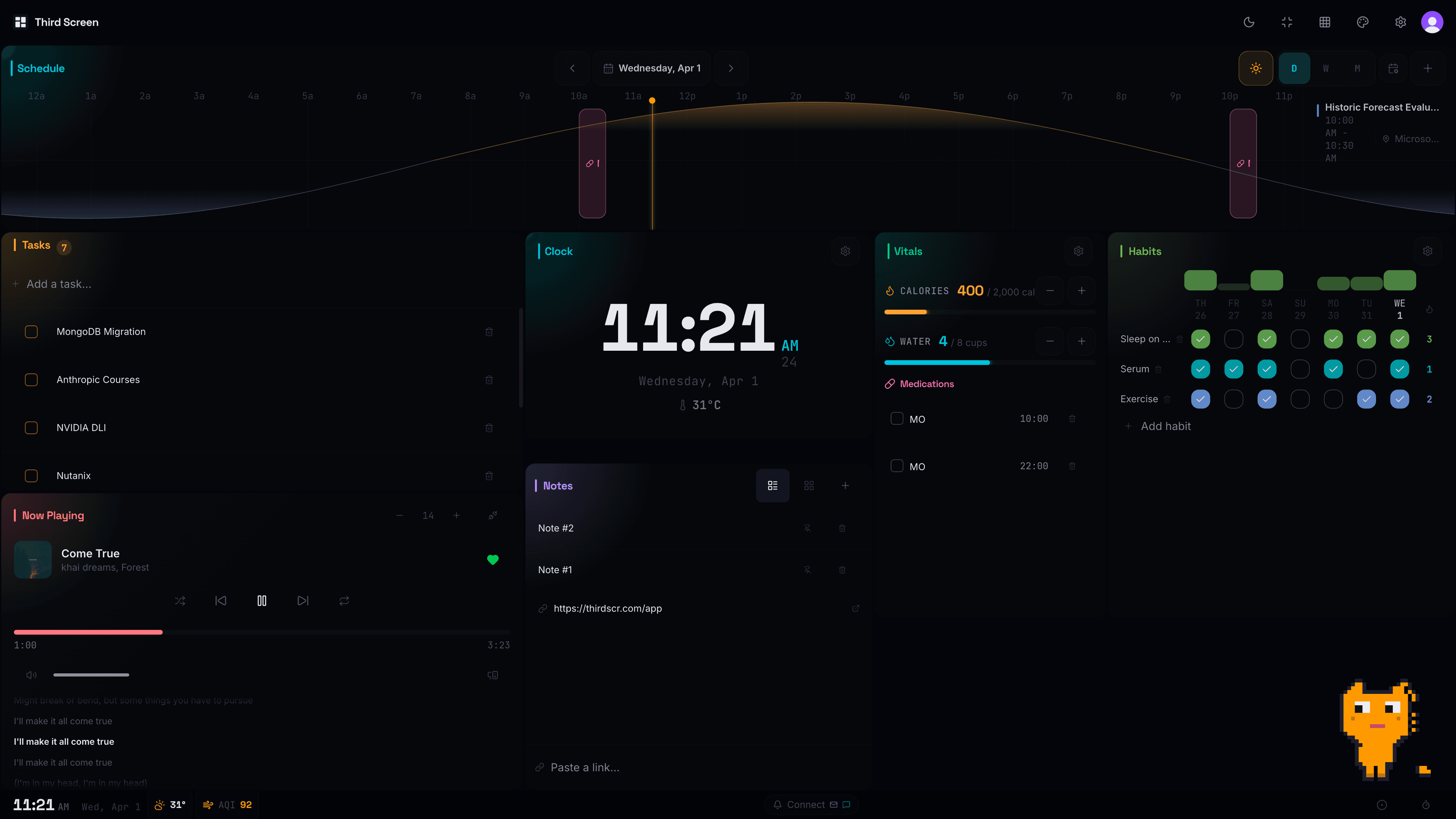 Third Screen dashboard - landscape