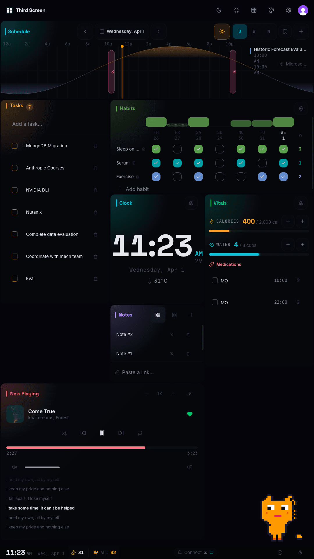 Third Screen dashboard - portrait